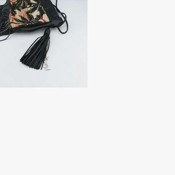 Saint Laurent Yves Helena Fringe Bucket Multicolor Canvas Shoulder Bag - Picture 10 of 10